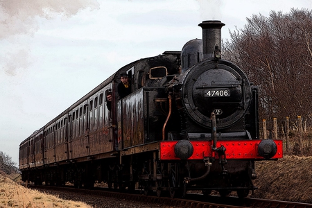 NNR Steam Gala - train, technology, locomotive, trees