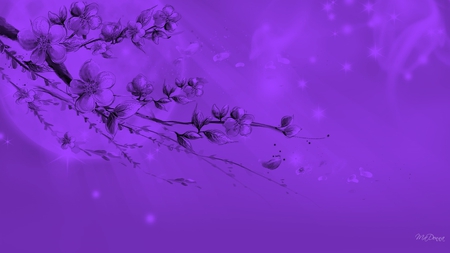 Dream in Purple - abstract, sakura, purple, cherry blossoms, firefox persona, petals, tree, sky