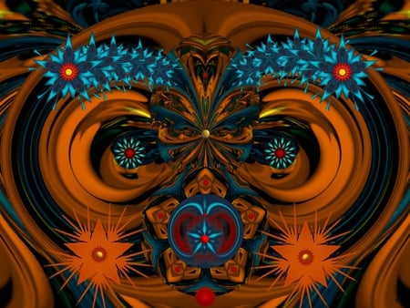 Blue Orange - eye candy, collage, 3d, fractal, abstract