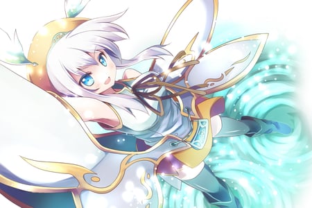 Anime - cute anime, anime blue eyes, anime, water, blonde, silver hair