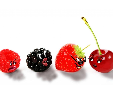 Berries - berries, 3d, funny, fruit