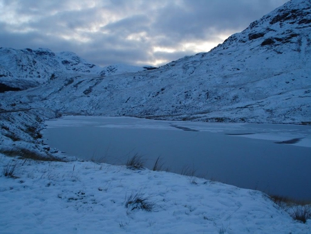 Scotland - Loch Restil (Frozen) - lochs, loch, scotland, lakes