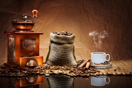 Coffee - good morning, coffee, photography, delicious, beans, cup of coffee, still life, coffee beans, cup, grinder, reflection, aromatic, sweet