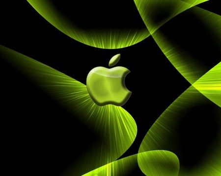 Apple Beautiful Green - apple, black, shape, computer, technology, green