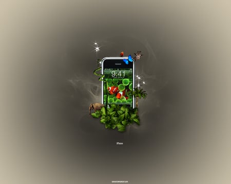 Iphone - plants, cell, green, animals