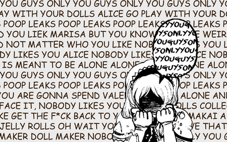 only you guys - alone, touhou, text, alice, anime, nobody, girl, doll maker, poop