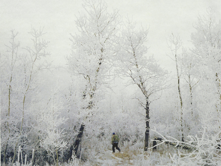 Lonesome Traveler 1 - ice, painting, art, landscape, snow, winter, scenery