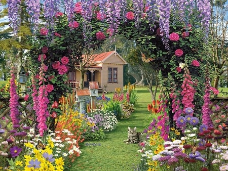 WELCOME TO MY WORLD - flowers, yard, world, welcome