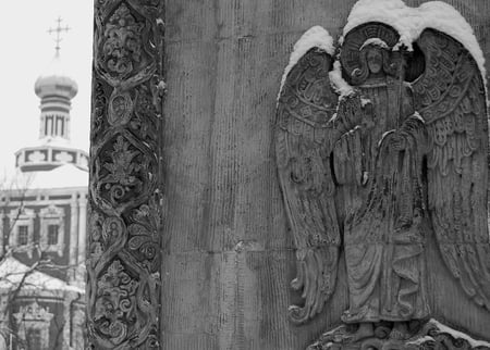 Winter Angel - convent, moscow, angel, russia