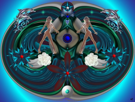 A Planet of Blue - eye candy, collage, 3d, fractal, abstract