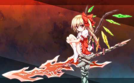 Cute Warrior - blades, shouma, touhou, anime fantasy, toshizaki, red dress, anime, sword, anime blonde hair, cute warrior