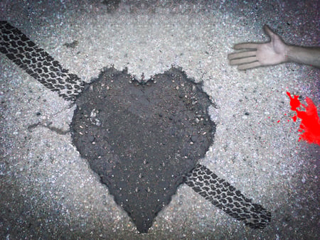 Smashed Heart - love, rubber, car, heart