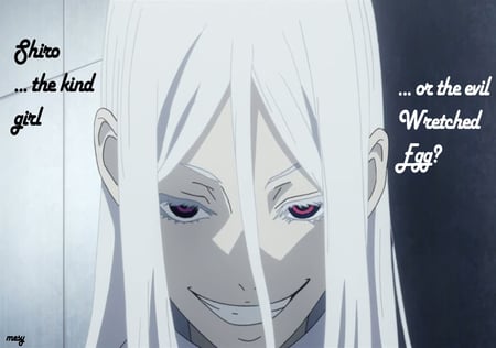 deadmand wonderland shiro - anime, wonderland, deadmand, of, eyes, sin, evil, brances, red, shiro, egg, wretched, girl, mesy, kind, smile, white, good