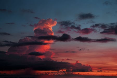 Sunset - red, black, beautiful, sun, amazing, sky, background, clouds, sunset, nature