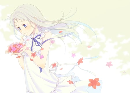 Anime - flowers, cute, lovely eyes, dress