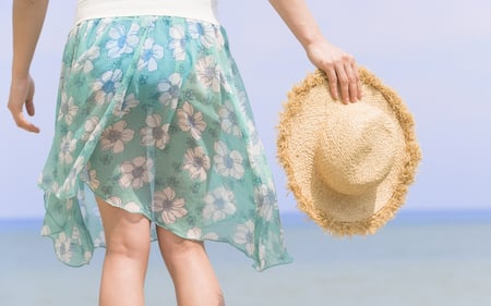 going - walking, female, hat, skirt