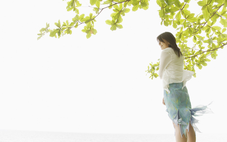 summer woman 1 - beach, waiting, female, happy