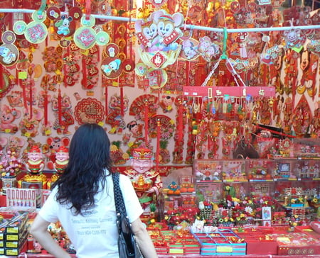 Singapore New Year - new year, singapore, lady, decorations