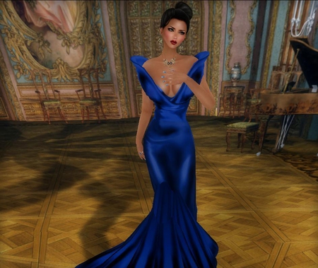 Blue Lady - lady, woman, dress, blue