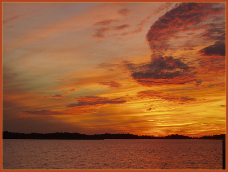 orange sky - nature, sky, orange, sunset, sea