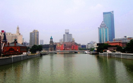 City view - city, tourist, building, bridge