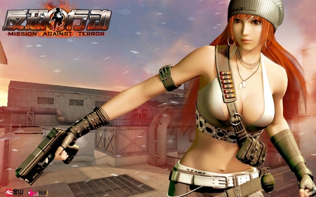 Mission Against Terror Girl - mission against terror, game girl image, orange hair, hot