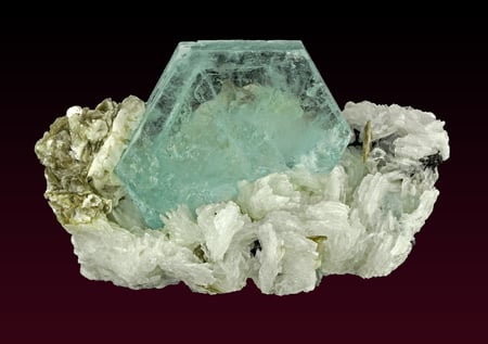 Aquamarine & Albite - mineral, albite, crystalo, aquamarine, rock