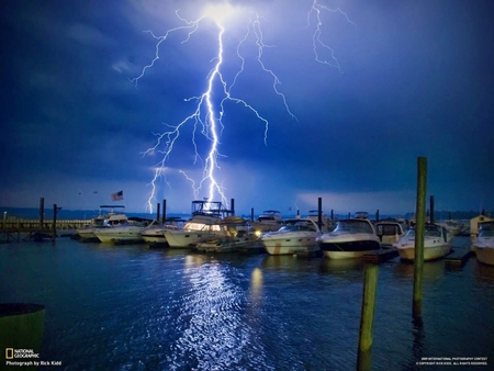 lightning strike - weather, lightning, nature, outdoors