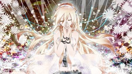 Lily - shine, flower, glow, lily, bracelet, vocaloid, girl, headband, ribbon, long hair