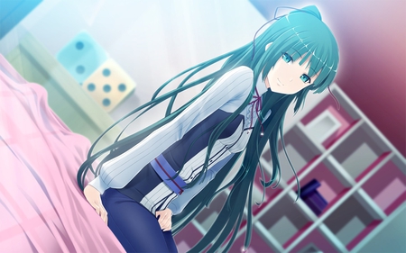 yamiyo ni odore - game cg, long hair, green eyes, green hair, yamiyo ni odore