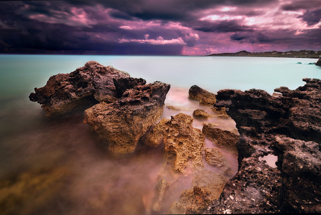 amazing place - nature, sky, pink, clouds, photography, water, rocks