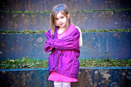 Little Girl In Purple - girl, cute, lovely, purple