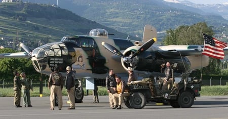 Russell's Raiders Group Shot - russells, b-25, mitchell, b25, shot, group, raiders