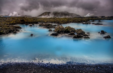 misty waters - nature, sky, clouds, blue, photography, water, rocks