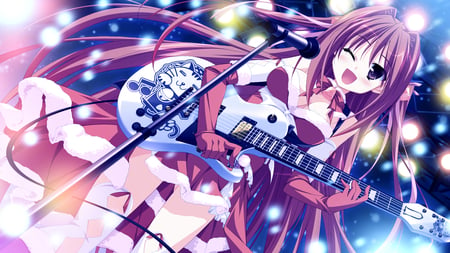 Rock on ! - sexy, guitar, girl, yotsuiro passionato, christmas, game cg, natsume otona, cool, hinata mutsuki, anime, skyfish, cute