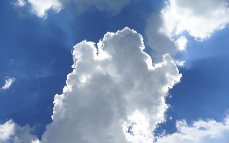 Puffy - clouds, curves, white, blue, bright, puffy, day, sky