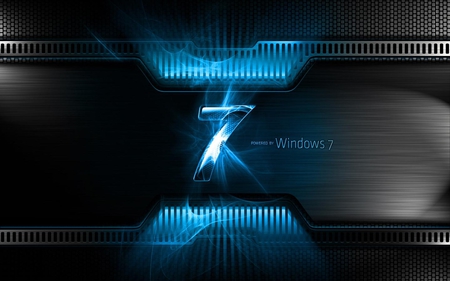 Seven Powered - abstract, window, blue, computer, technology, black, 7