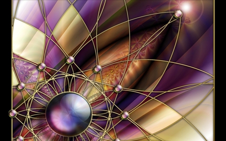 Peacock - fractal, stainglass, purple, abstract, glass, ball, rims, gold