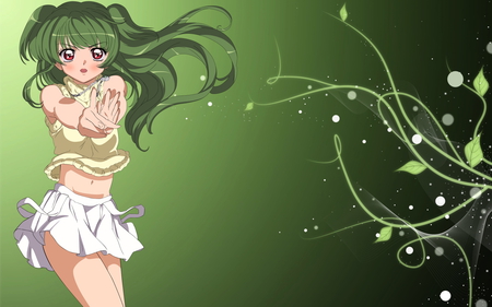 Youko - youko, hot, dai, hair, eyes, kawahira, yoko, white, spirit, dog, green, anime, inukami, jaen, sexy, skirt, background, girl, keita, wallpaper, hd, red