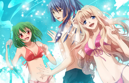 Macross F Bikini Women - beauty, sheryl, macross f, wall, rinka, anime, tv show