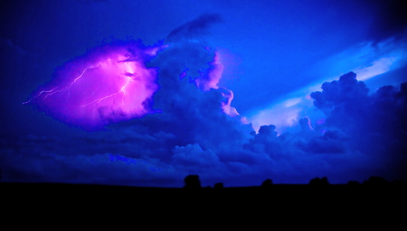 Wondrous sky - sky, pink, beauty, clouds, light, trees, blue