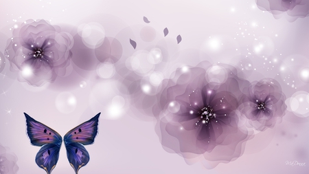 Purple Magic - stars, magical, butterfly wings, glow, purple, flowers, sparkles, firefox persona, lavender