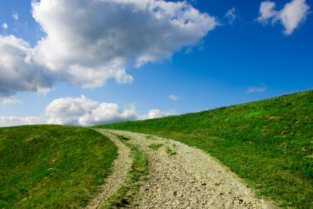 a path to the sky - sky, trail, clouds, michigan, ann arbor, blue, green, grass