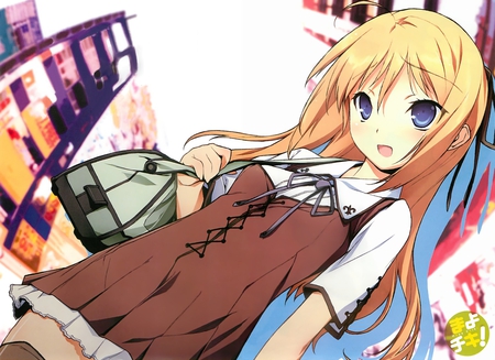 mayo chiki - long hair, orange hair, blue eyes, uniform