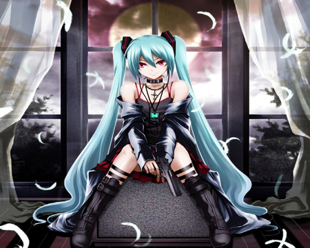 Dark Beauty Miku - beauty, girl, wall, miku, volcoid