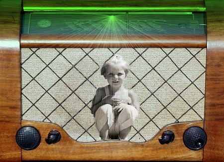 Radio retro - music, little girl, retro, radio