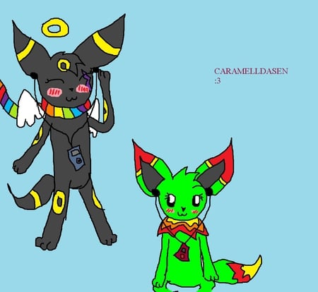 Me and My Sis's Pokesonas - umbreon, pokesonas, me, angel, eevee