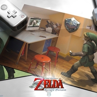 Link plays Twilight princess on the nintendo Wii