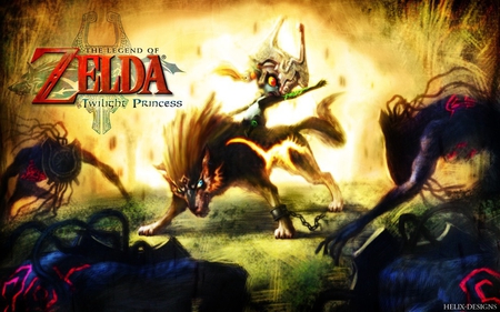 Never Scared we are in this toghether! - twilight princess, midna, shadow beasts, zelda, video games, wolf link