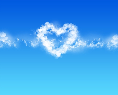 heart-shape cloud - heart, blue, cloud, love, sky